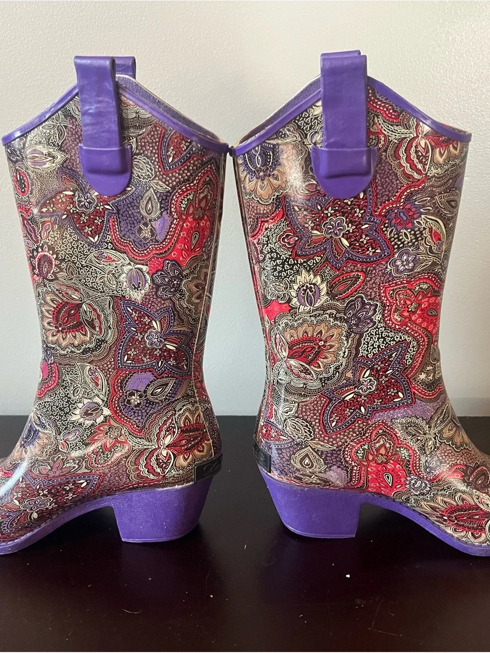 Corkys Paisley Mid-Calf Boots in Purple & Red Accents